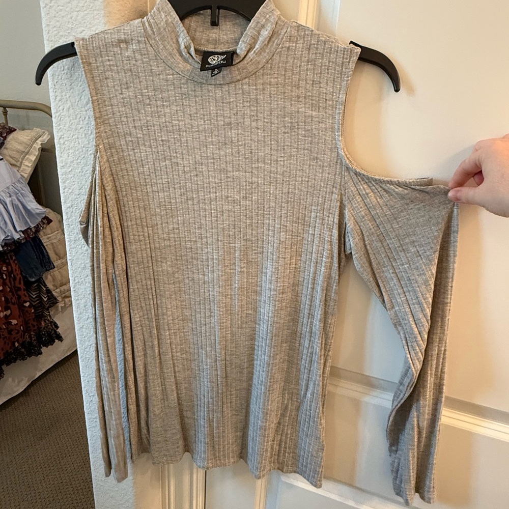 Nordstrom Heather Gray Cold Shoulder Blouse
